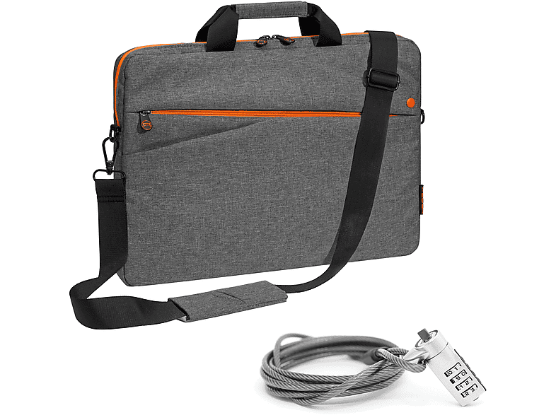 Grau/Orange cm) für mit Umhängetasche Zoll Polyester, PEDEA (43,9 Notebookschloss 17,3 Notebooktasche \