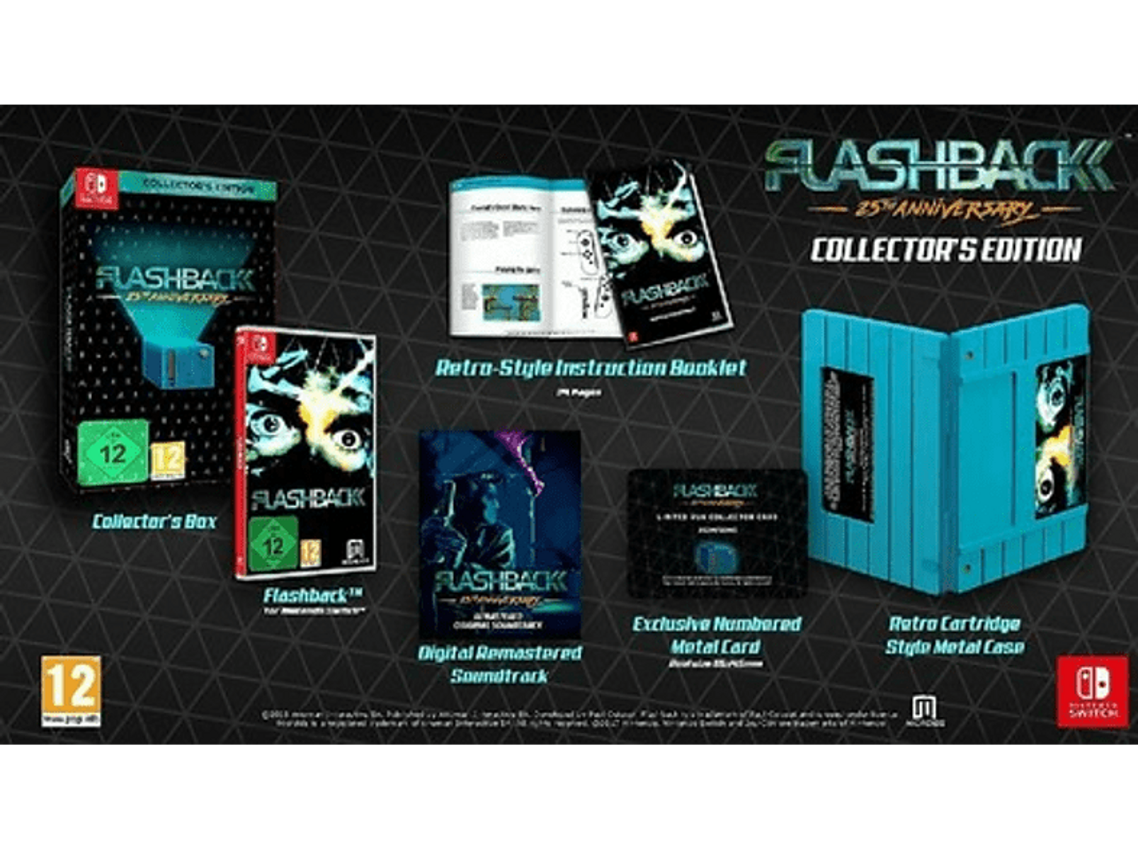Collector's Edition Spielbox, Handbücher, Soundtrack, Metallkarte und Retro-Etui.