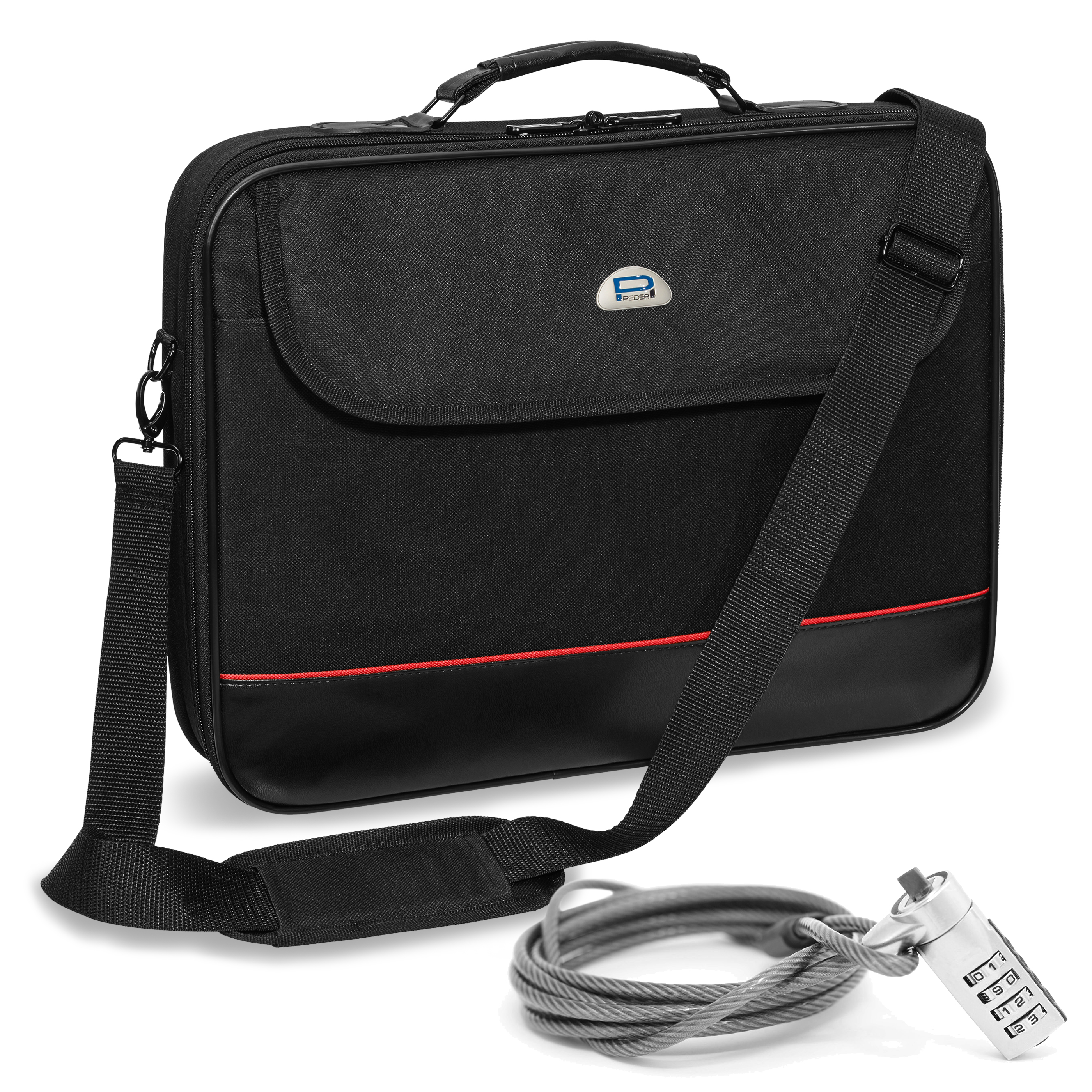 PEDEA Notebooktasche mit 20,1 Schwarz/Rot Umhängetasche 20,1 (51 Zoll cm) für Zoll Nylon, \