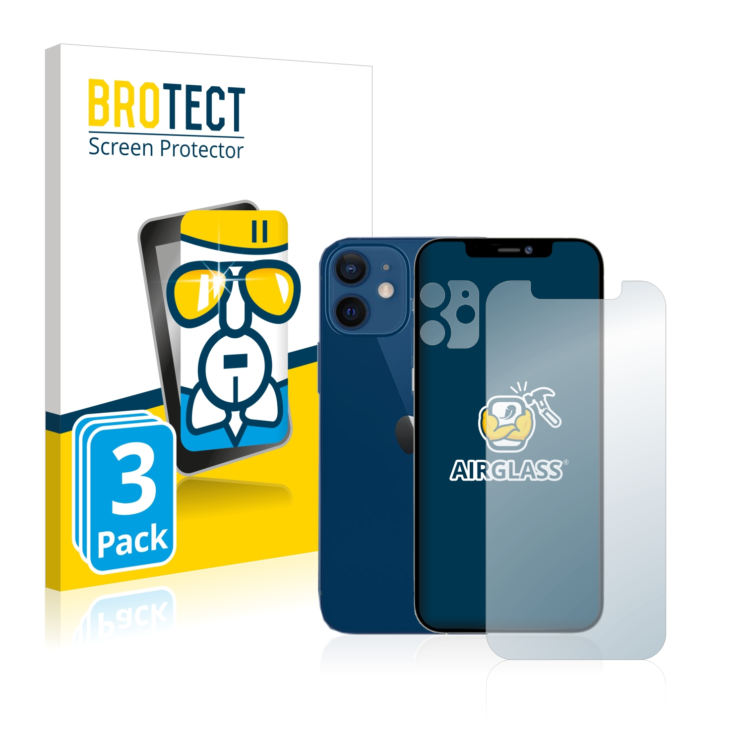 BROTECT 3x Airglass 12) Apple klare iPhone Schutzfolie(für