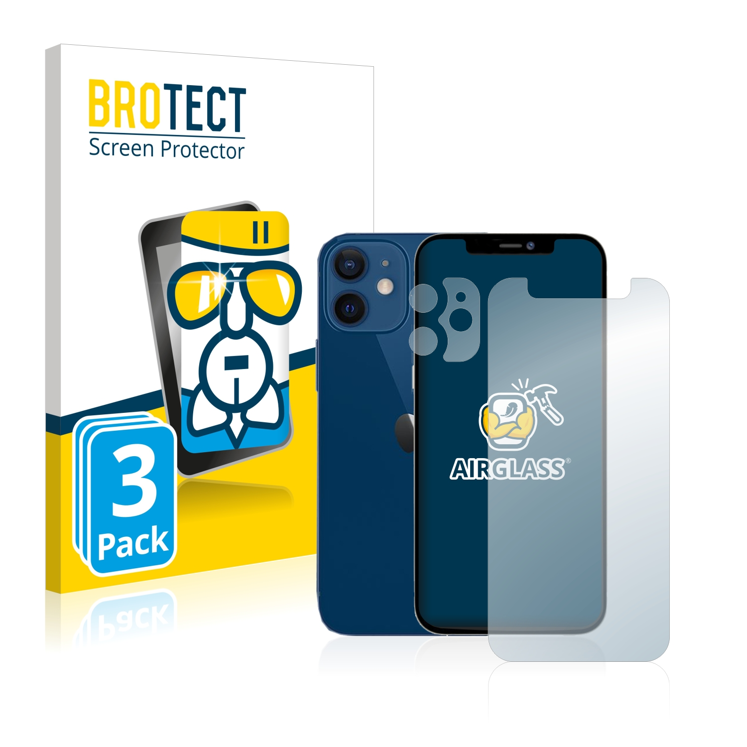 BROTECT 3x Airglass klare Apple iPhone mini) 12 Schutzfolie(für
