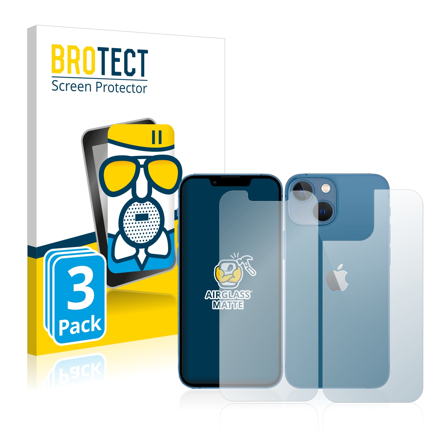 Airglass mini) iPhone matte 3x Schutzfolie(für BROTECT 13 Apple