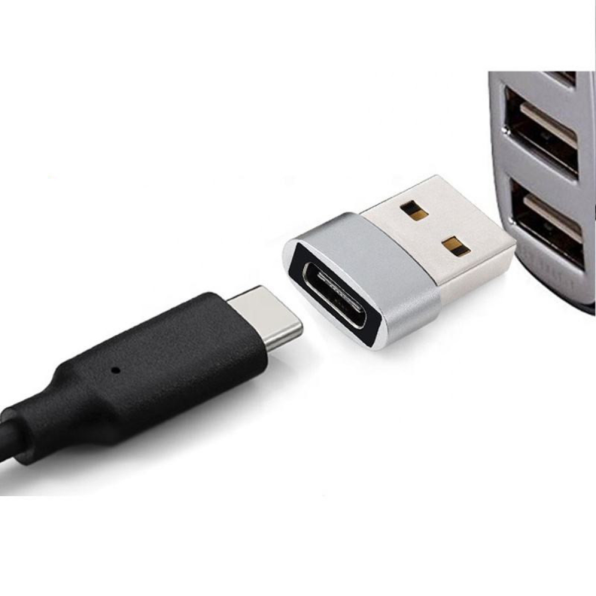 USB-C- und Standard-USB-Anschlüsse im Nahaufnahme, bereit zum Verbinden.