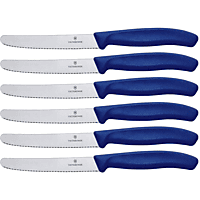VICTORINOX 6 Stück Swiss Classic Blau Tafelmesser, Küchenmesser, Tomatenmesser