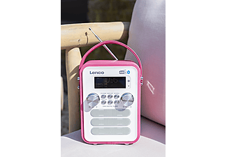 LENCO PDR-051PKWH - Tragbares bluetooth Bluetooth Lautsprecher und DAB+ Radio, DAB+,FM, DAB+, FM, Bluetooth, Weiß-Pink