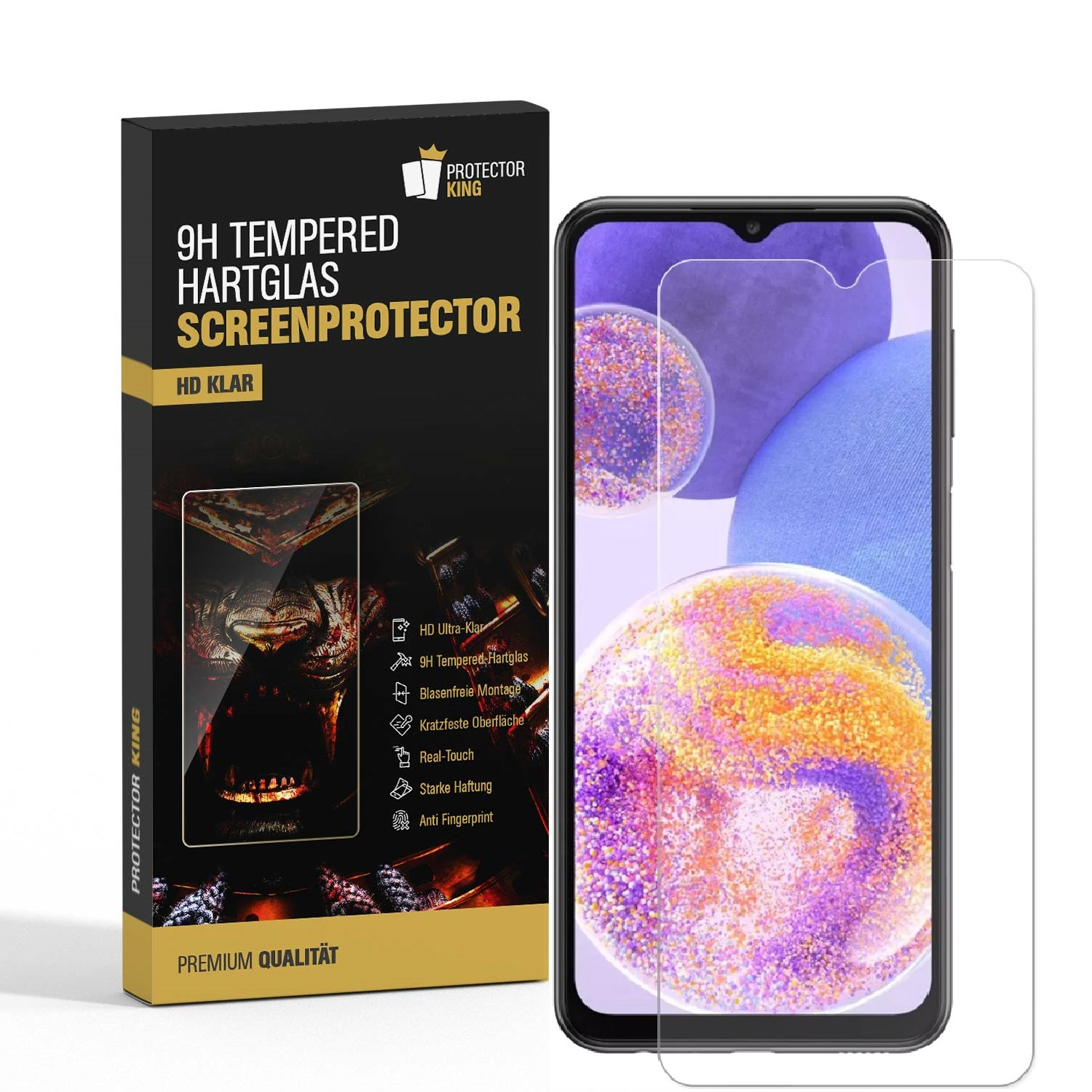 PROTECTORKING 1x 9H Hartglas Galaxy Schutzglas KLAR HD Samsung Displayschutzfolie(für A23) Samsung