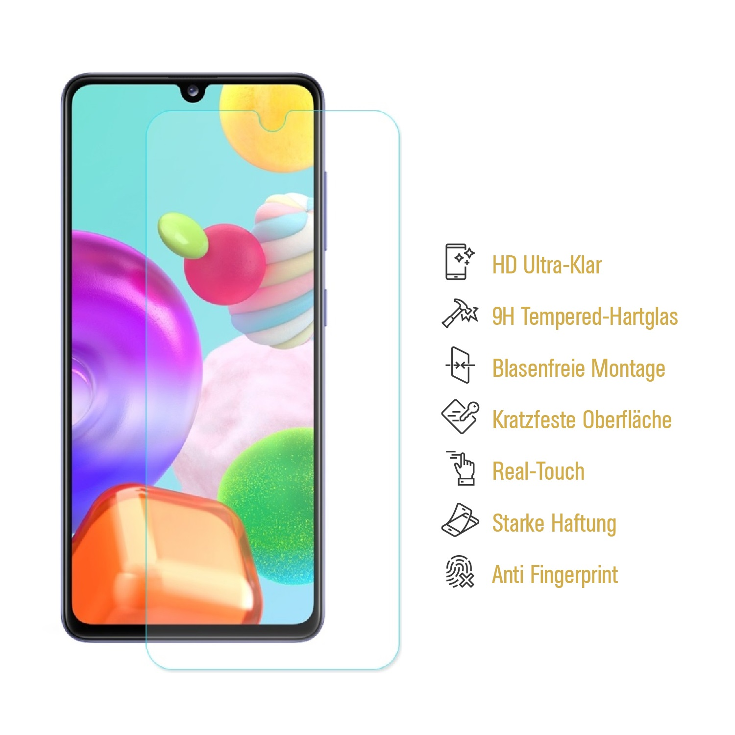 Displayschutzfolie(für 3x A41) HD Schutzglas 9H KLAR Galaxy Samsung Hartglas PROTECTORKING