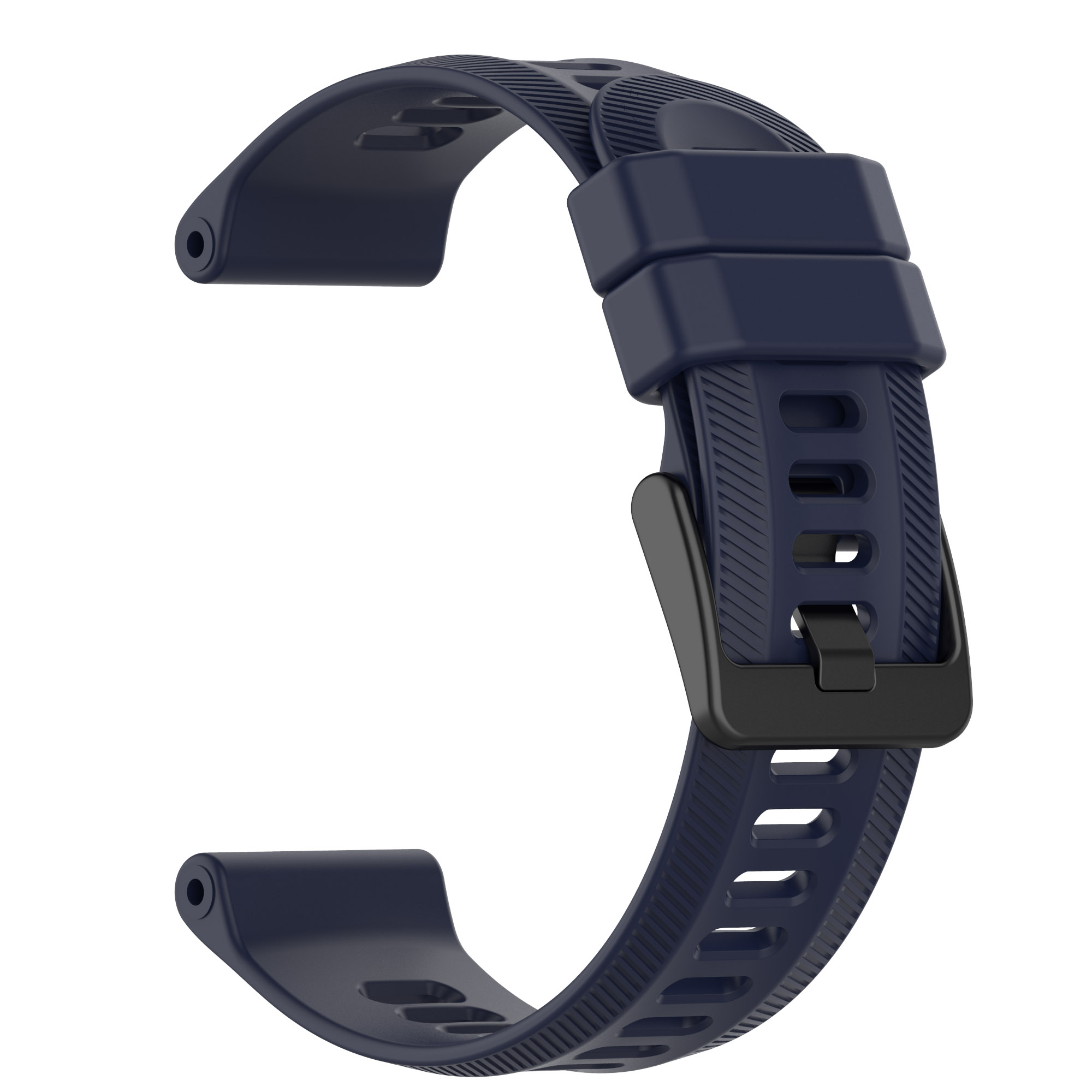 Marineblaues Uhrenarmband mit schwarzer Schnalle.