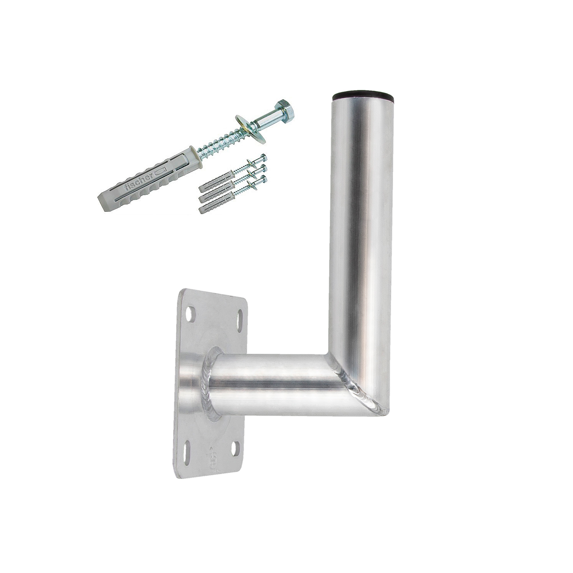 mit Schraubensatz Aluminium Silber Wandhalter SAT inkl. 15cm PREMIUMX Dübel SAT-Wandhalterung,