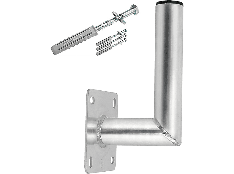 PREMIUMX 15cm mit SAT Aluminium Dübel Wandhalter Schraubensatz inkl. SAT-Wandhalterung, Silber