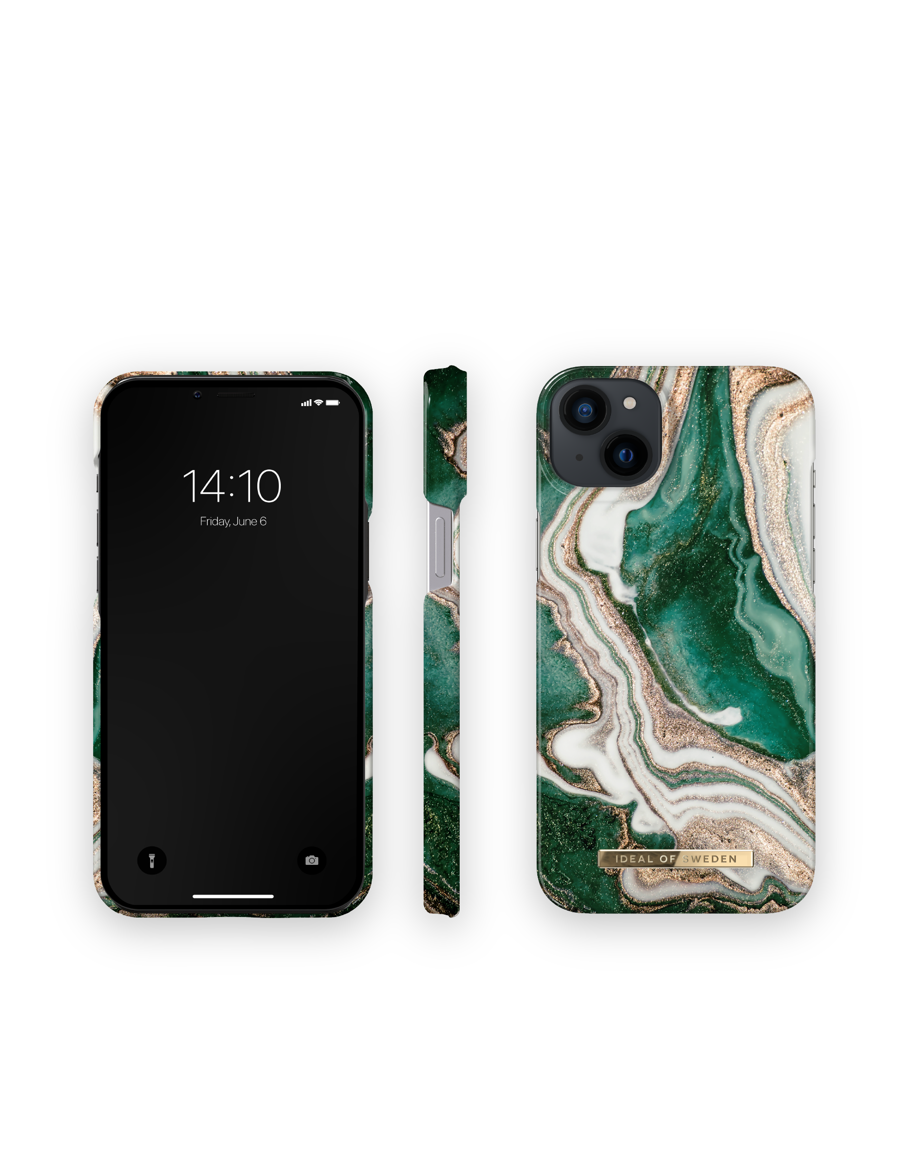 Apple, Backcover, IDFCAW18-I2267-98, Golden IDEAL SWEDEN Marble 14 Plus, iPhone OF Jade