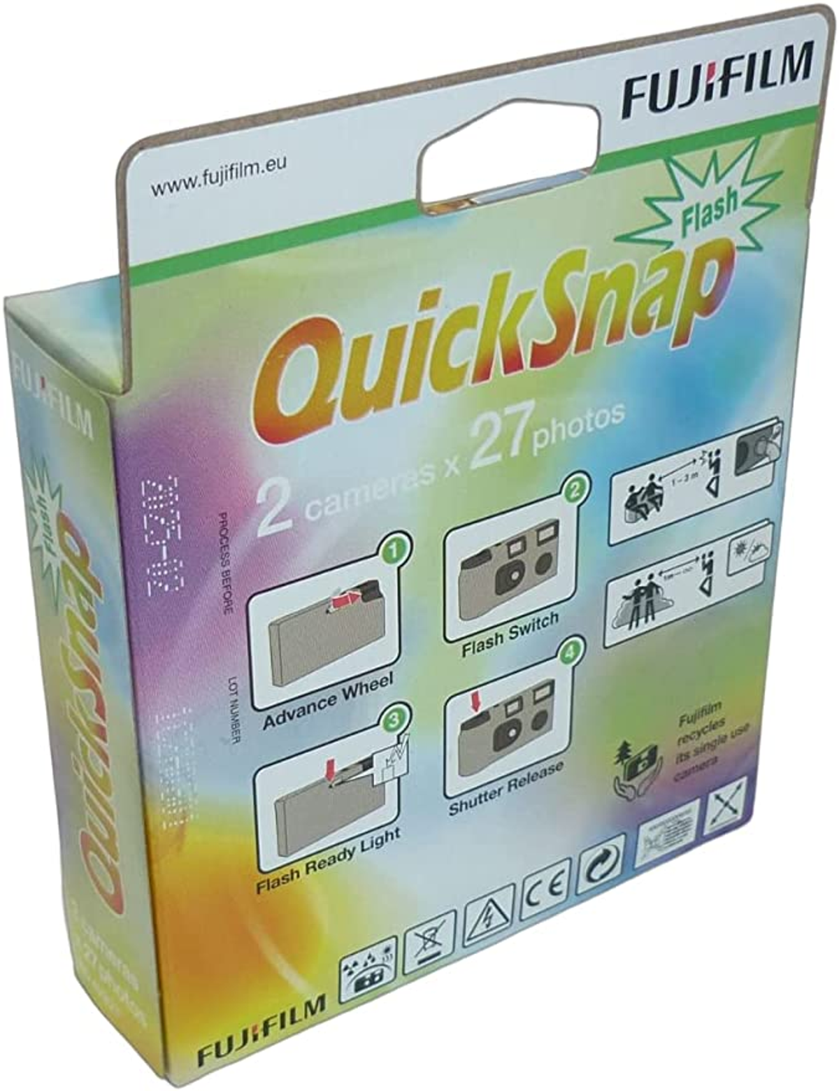 Scatola per 2 fotocamere usa e getta Fujifilm QuickSnap da 27 foto, con istruzioni.