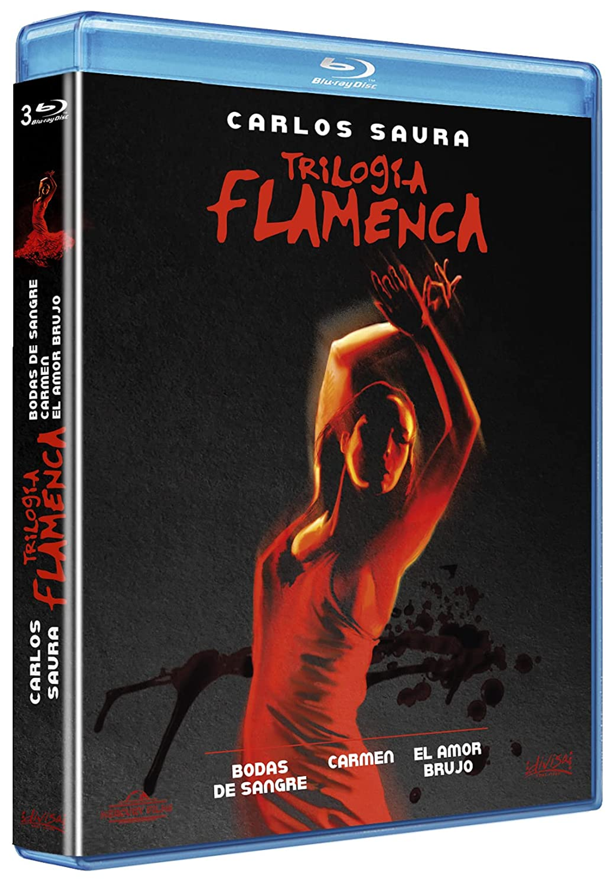 Portada de Blu-ray con texto en español y una imagen estilizada de una mujer bailando en rojo.