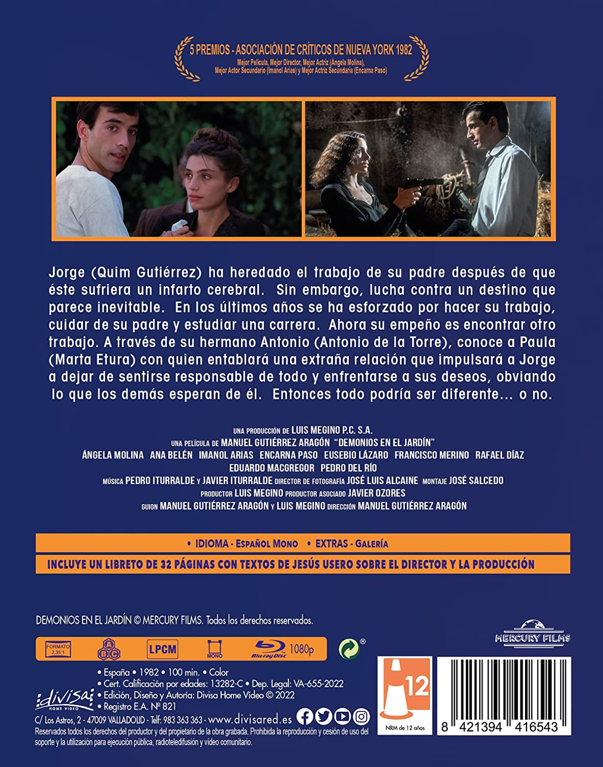 Una caja de película con texto en español. La portada muestra una escena de la película y el título.