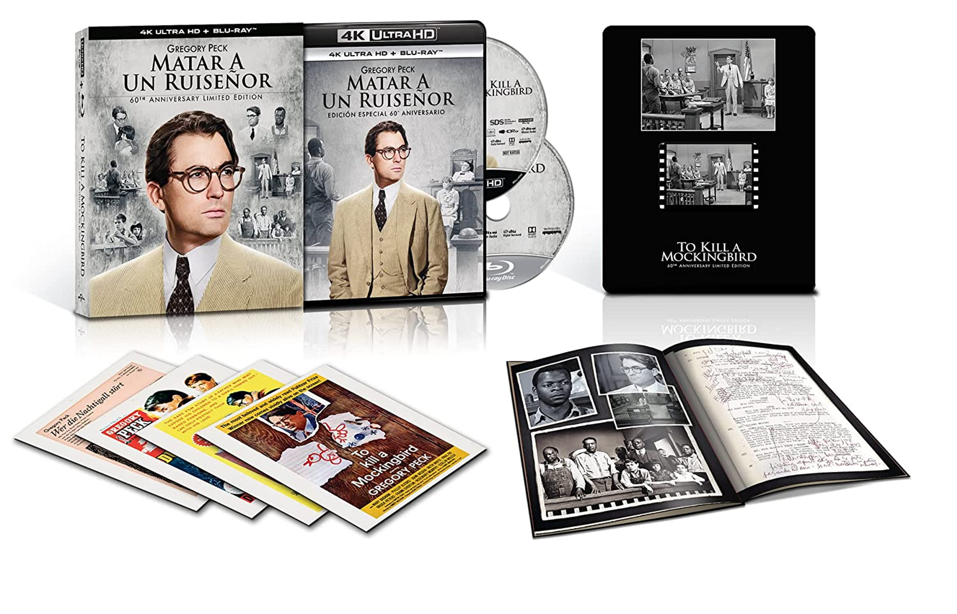 Set de películas con Blu-ray, materiales adicionales y un libro sobre la película.