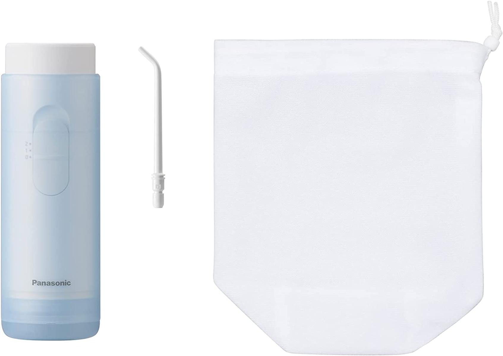 Irigator do jamy ustnej, dysza i biała torba.