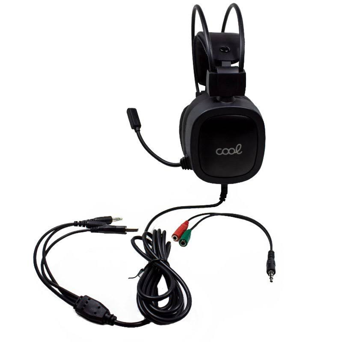 Czarne słuchawki do gier z mikrofonem i kablami połączeniowymi.