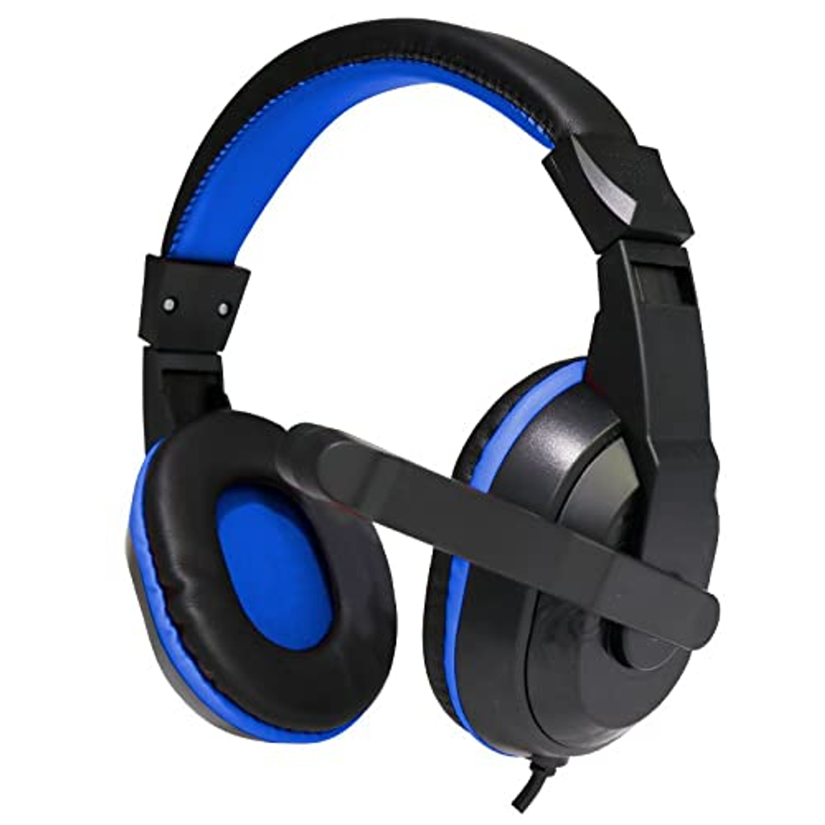 Auriculares gaming negros y azules con micrófono. Colores: negro y azul.