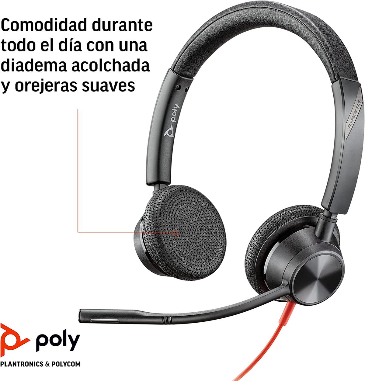 Czarno-szary zestaw słuchawkowy z mikrofonem, zdjęcie produktu, białe tło.