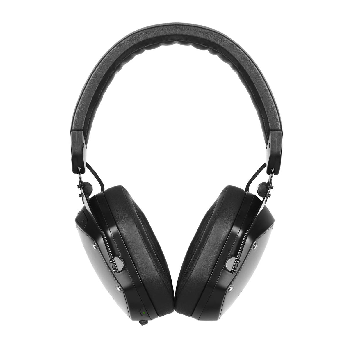 Casque noir, vue de dessus, sur fond blanc.