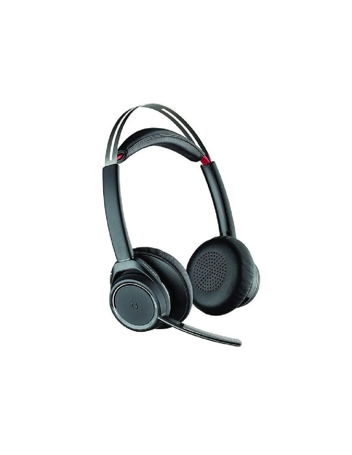 Schwarzes und silbernes Headset mit Mikrofon.