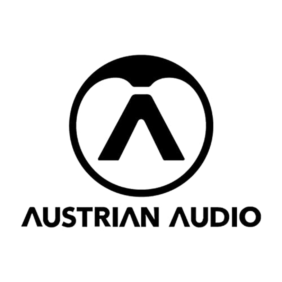 Logo Austrian Audio: un cerchio nero con una A inclinata all'interno e il testo 'Austrian Audio'.