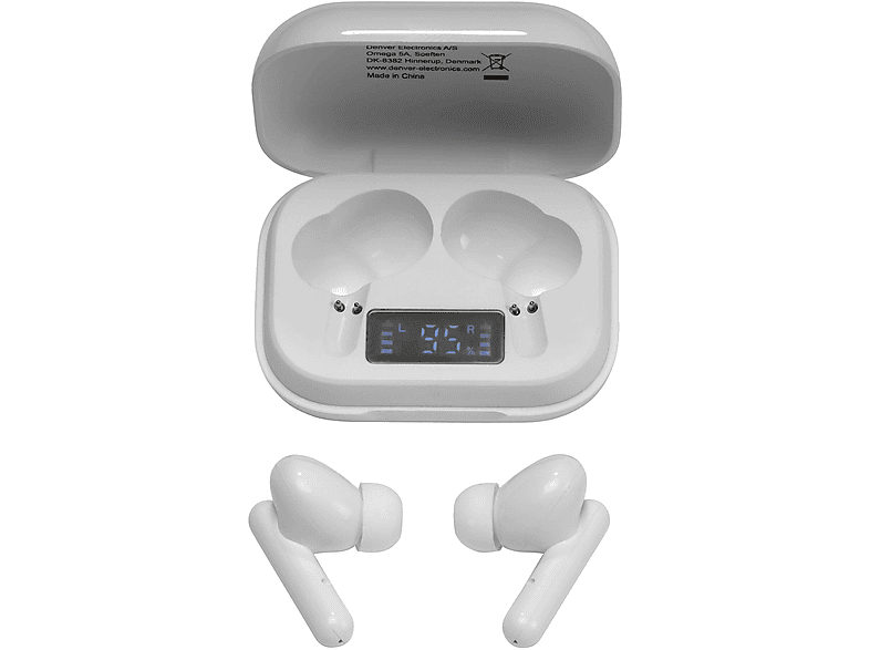 DENVER Wirklich kabellose Bluetooth-Ohrhörer, In-ear Kopfhörer Bluetooth weiß
