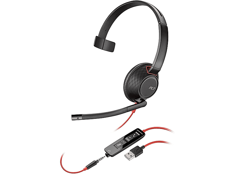 PLANTRONICS 207577-201 BLACKWIRE 5210 USB-A, Schwarz Headset On-ear