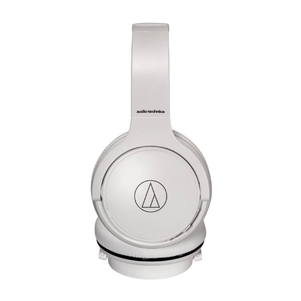 Weiße Kopfhörer mit dem Audio-Technica-Logo auf den Ohrmuscheln.