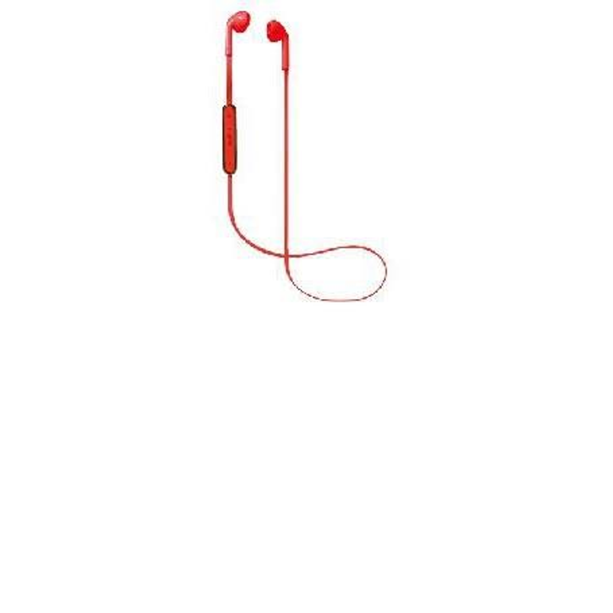 Auriculares rojos con cable sobre un fondo blanco.