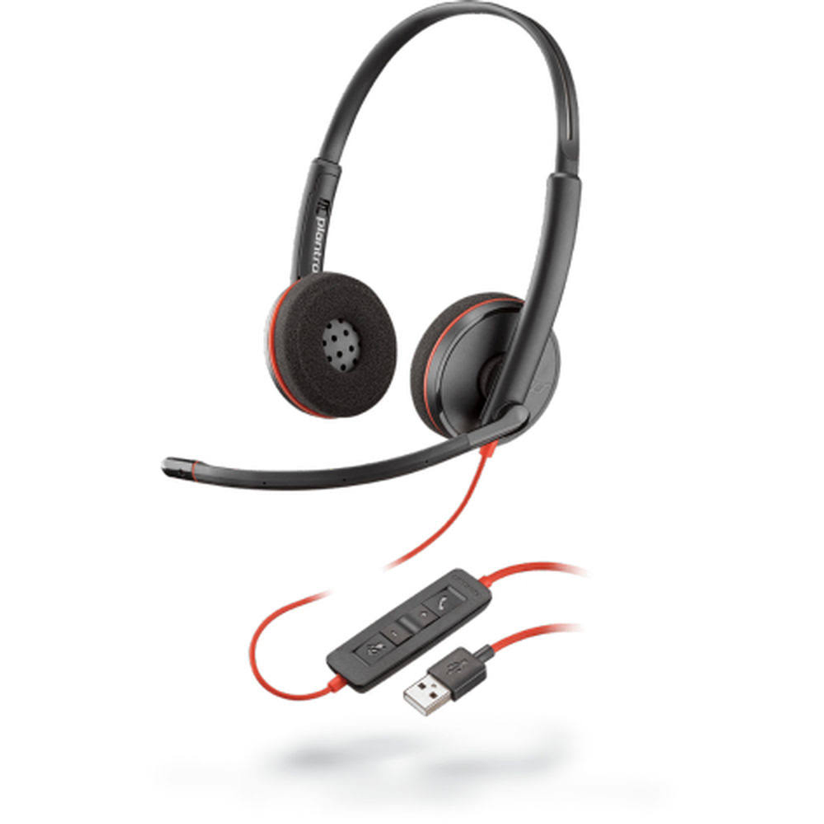 POLY Headset Schwarz (USB, Headset C3220 Stereo On-ear Poly Bluetooth kabelgebunden), On-Ear Blackwire