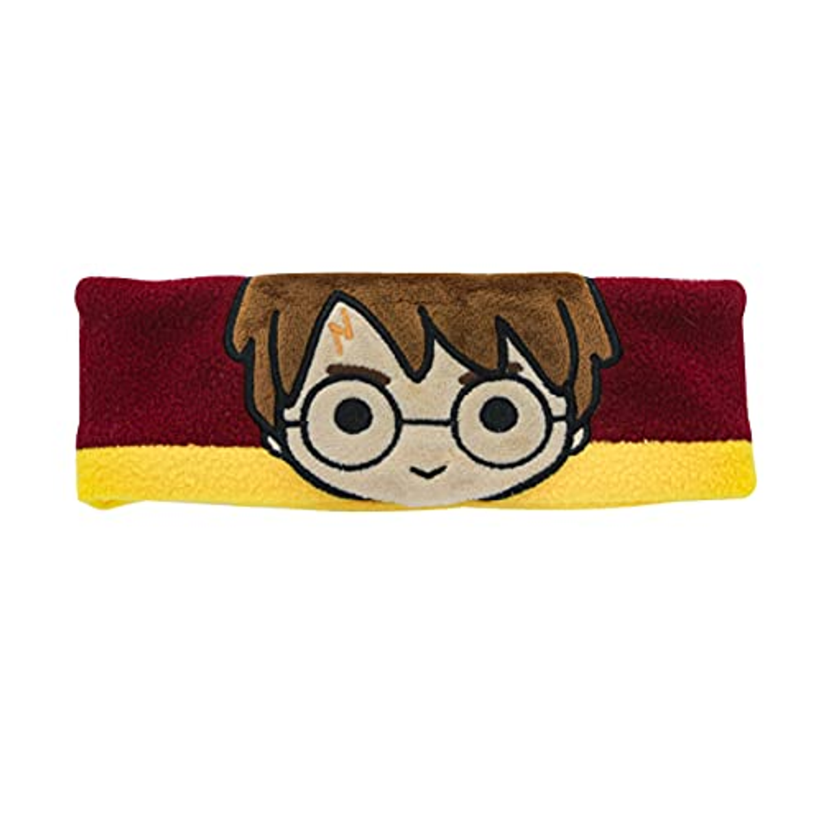 Harry Potter Stirnband. Harry Potters Gesicht vorne. Rote und gelbe Farben.