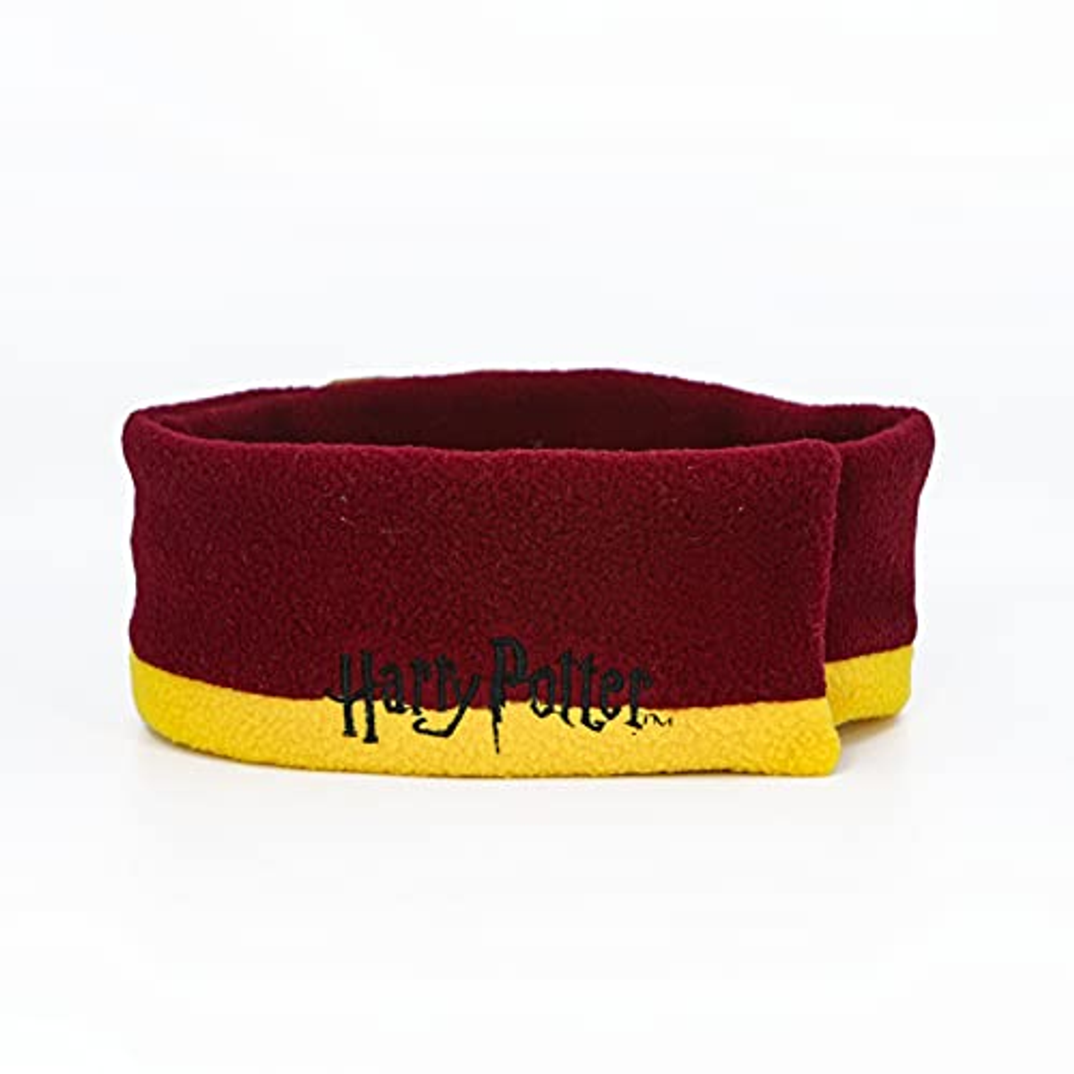 Burgunderrotes und gelbes Harry Potter Stirnband auf weißem Grund.