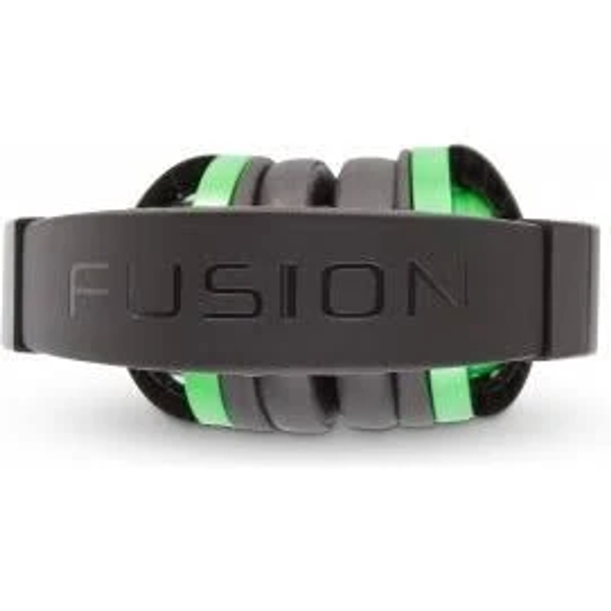 Schwarz-graues FUSION-Headset, Draufsicht, mit grünen Akzenten.