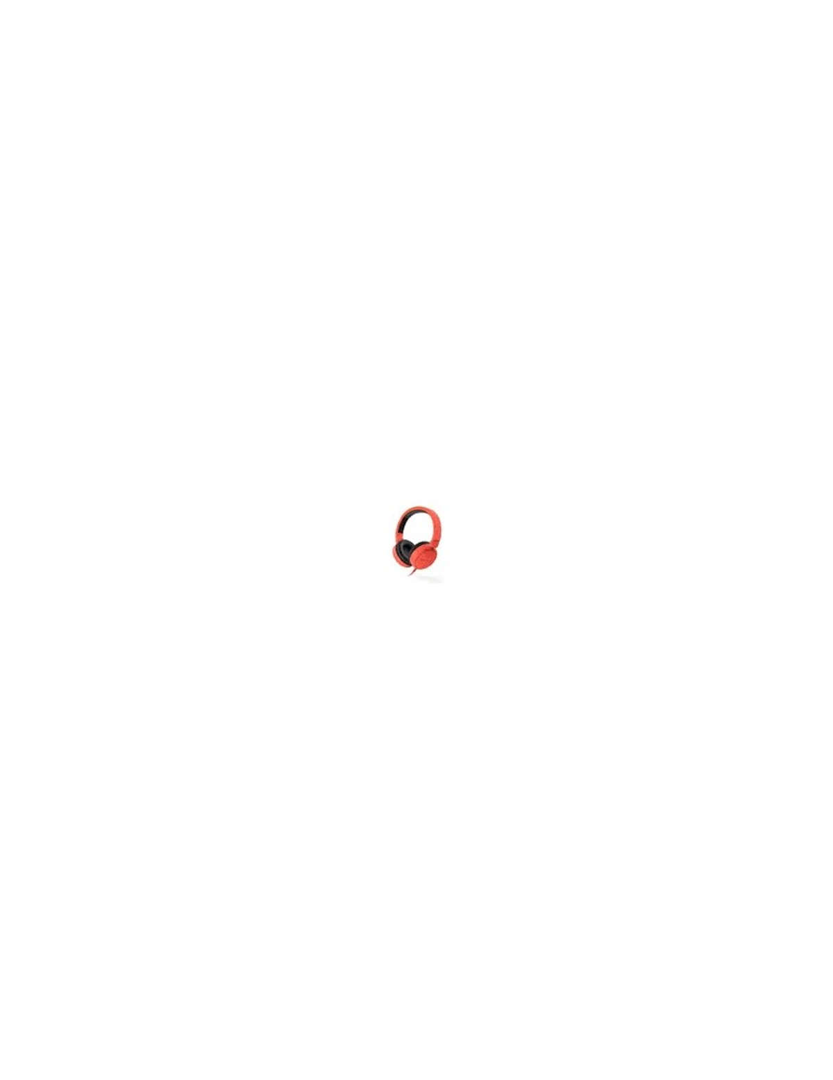 Auriculares rojos, aislados sobre un fondo blanco.