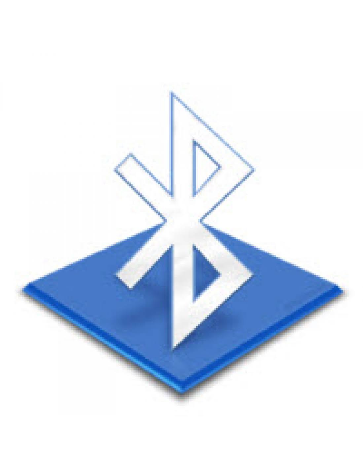 Logo Bluetooth na niebieskim rombie. Logo jest białe i składa się z symboli.