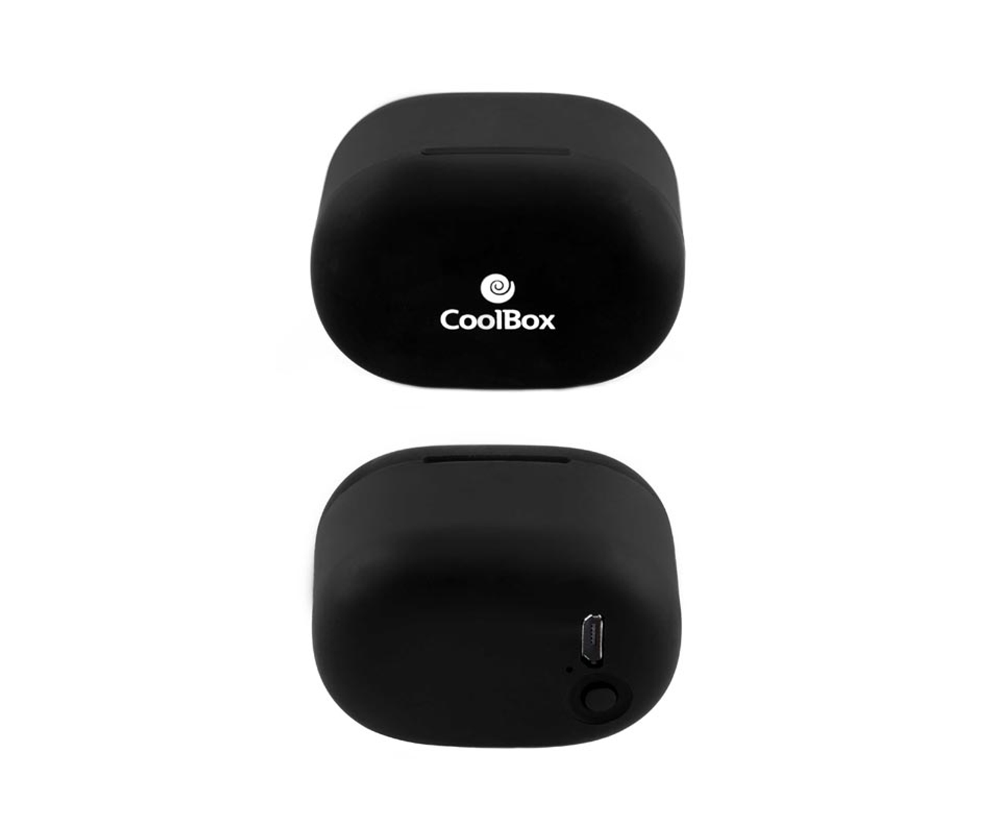 Altavoz inalámbrico CoolBox negro. El altavoz está en una caja negra con el logotipo de CoolBox.
