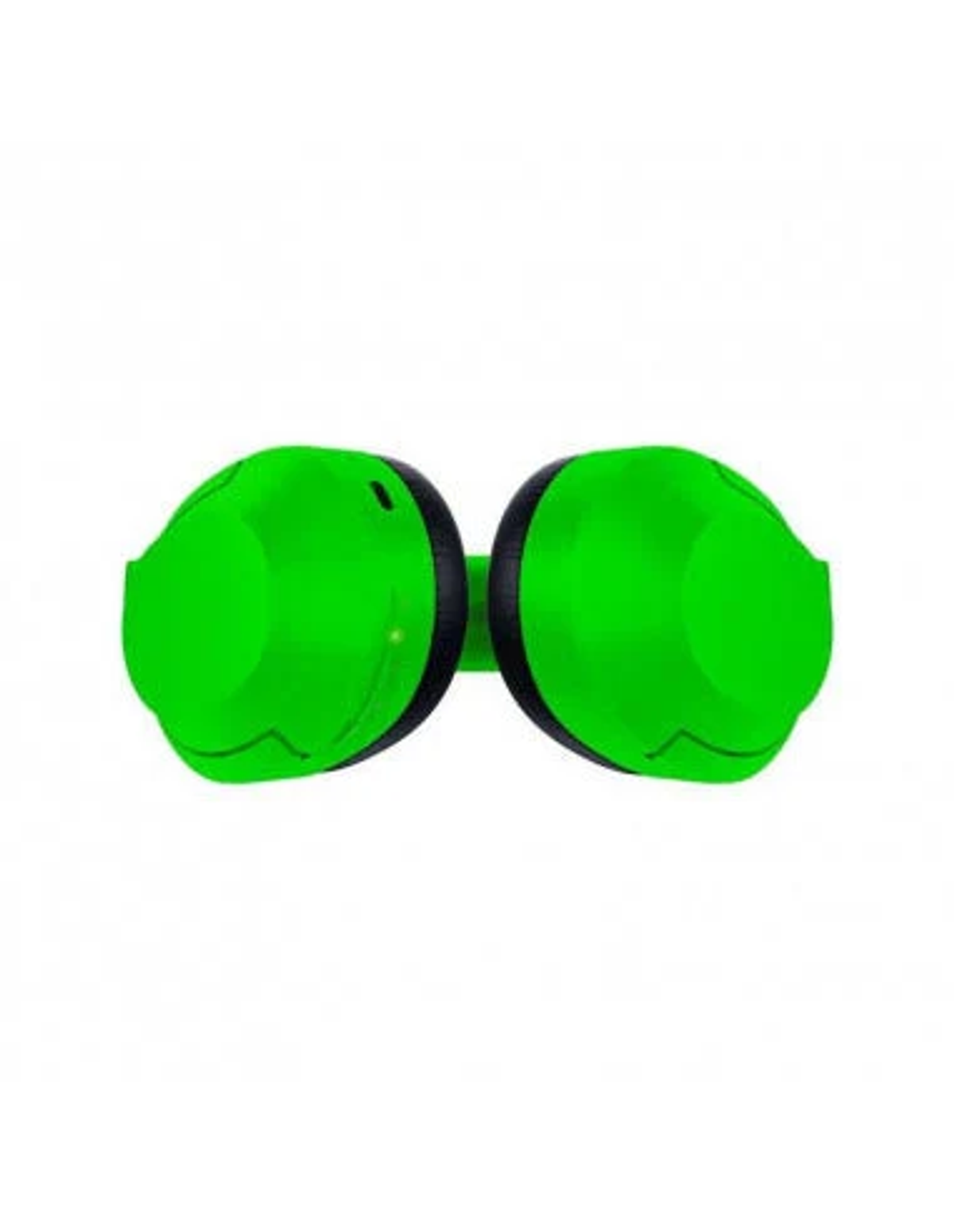 Zielone słuchawki z czarnymi detalami, białe tło.