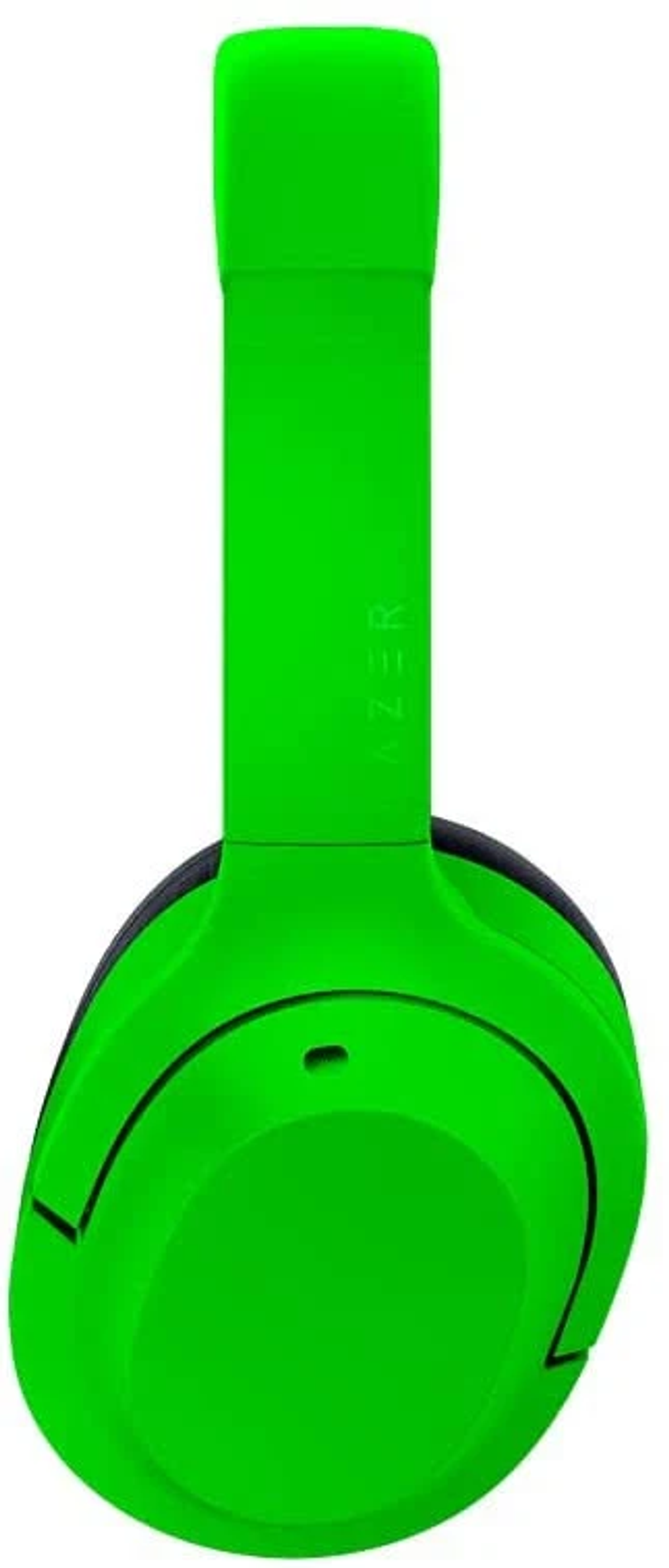 Zielone słuchawki Razer. Widoczny pałąk i nauszniki, z logo Razer. Białe tło.