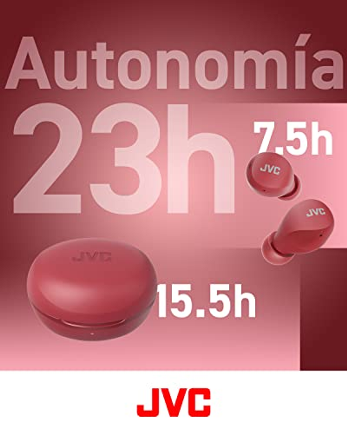 Auricolari e custodia rosa con statistiche del tempo su sfondo rosa.