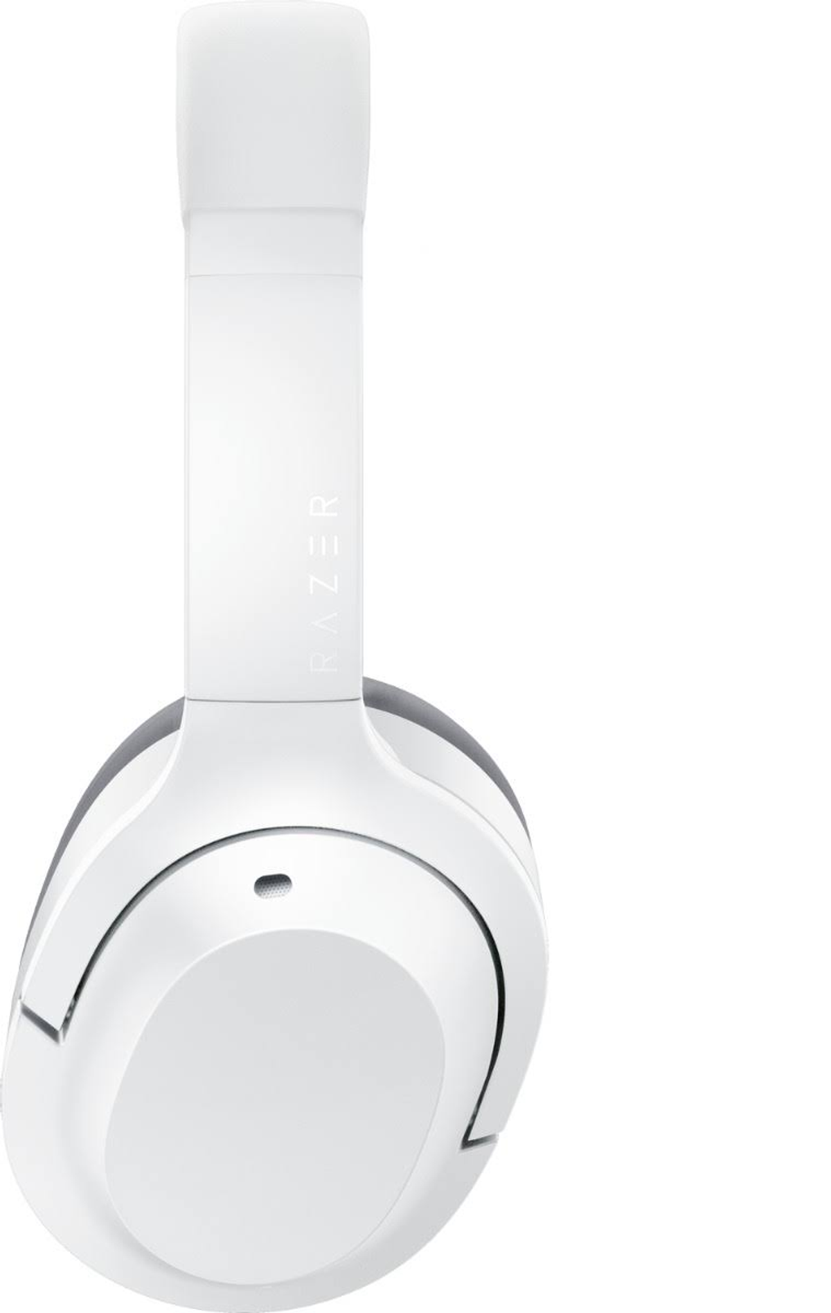 Białe słuchawki Razer. Słuchawki są na białym tle.