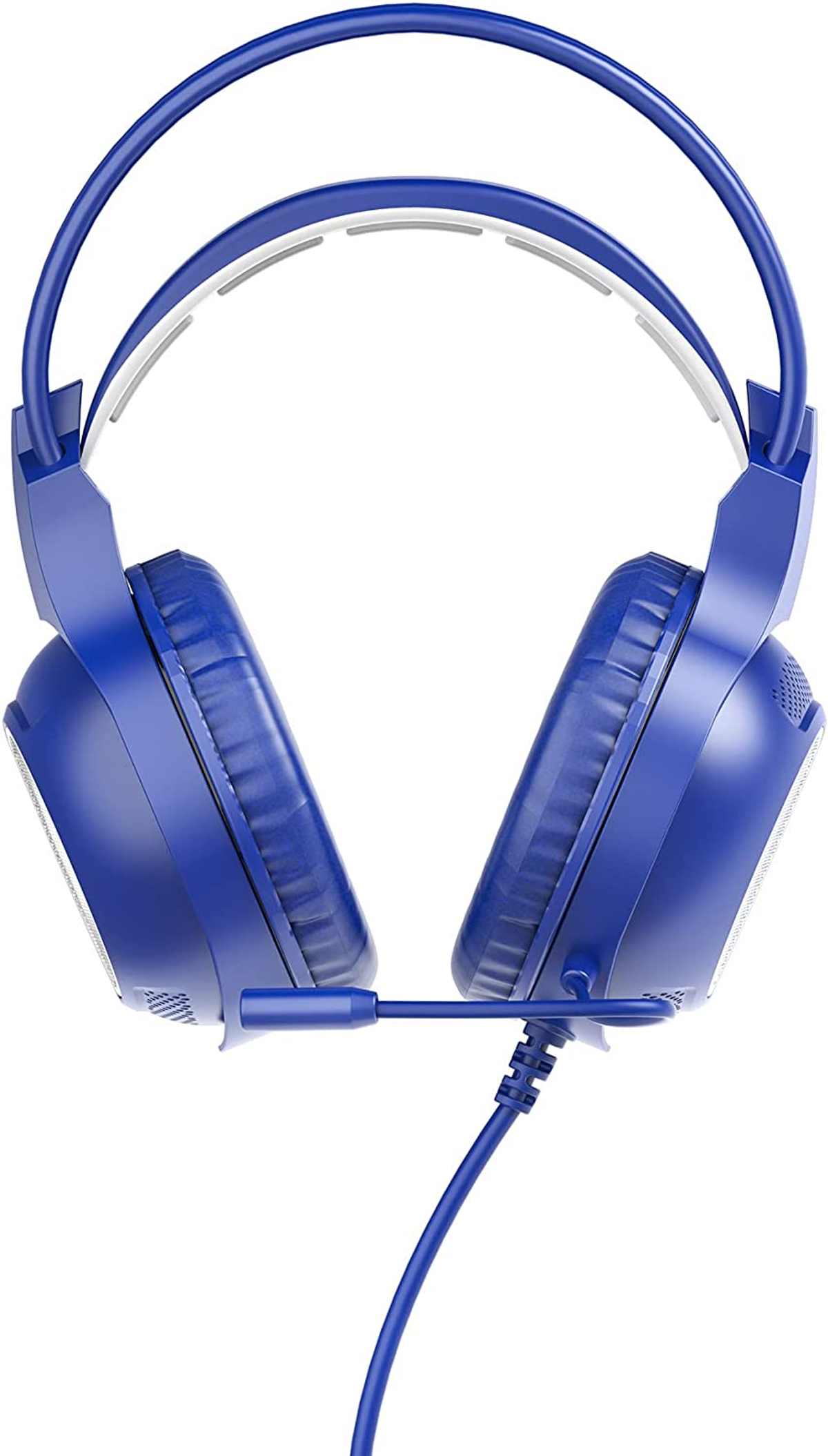 Niebieski zestaw słuchawkowy dla graczy z mikrofonem.