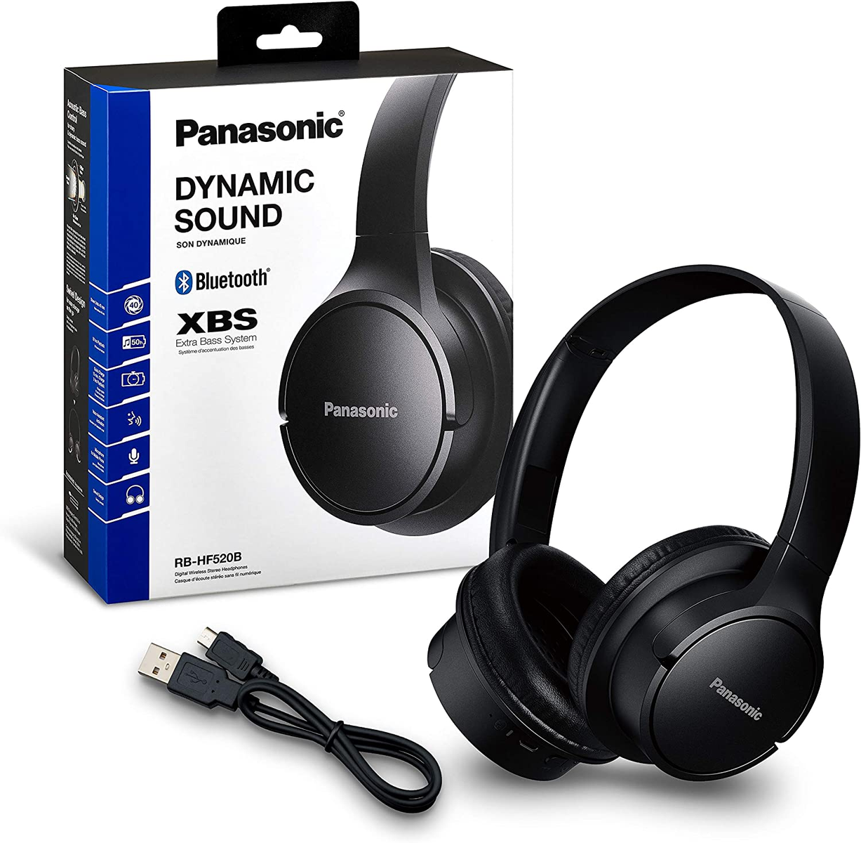 PANASONIC RB-HF520BE-K OVER-EAR KOPFHÖRER BT Over-ear SCHWARZ, Bluetooth Schwarz Kopfhörer