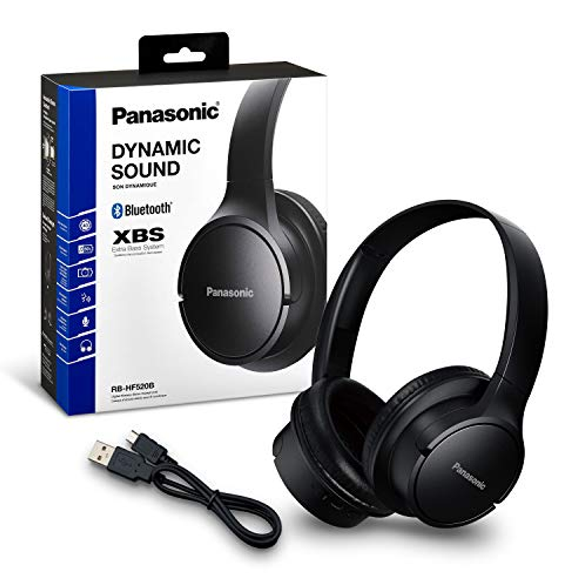 KOPFHÖRER Schwarz PANASONIC RB-HF520BE-K OVER-EAR Bluetooth Kopfhörer Over-ear BT SCHWARZ,