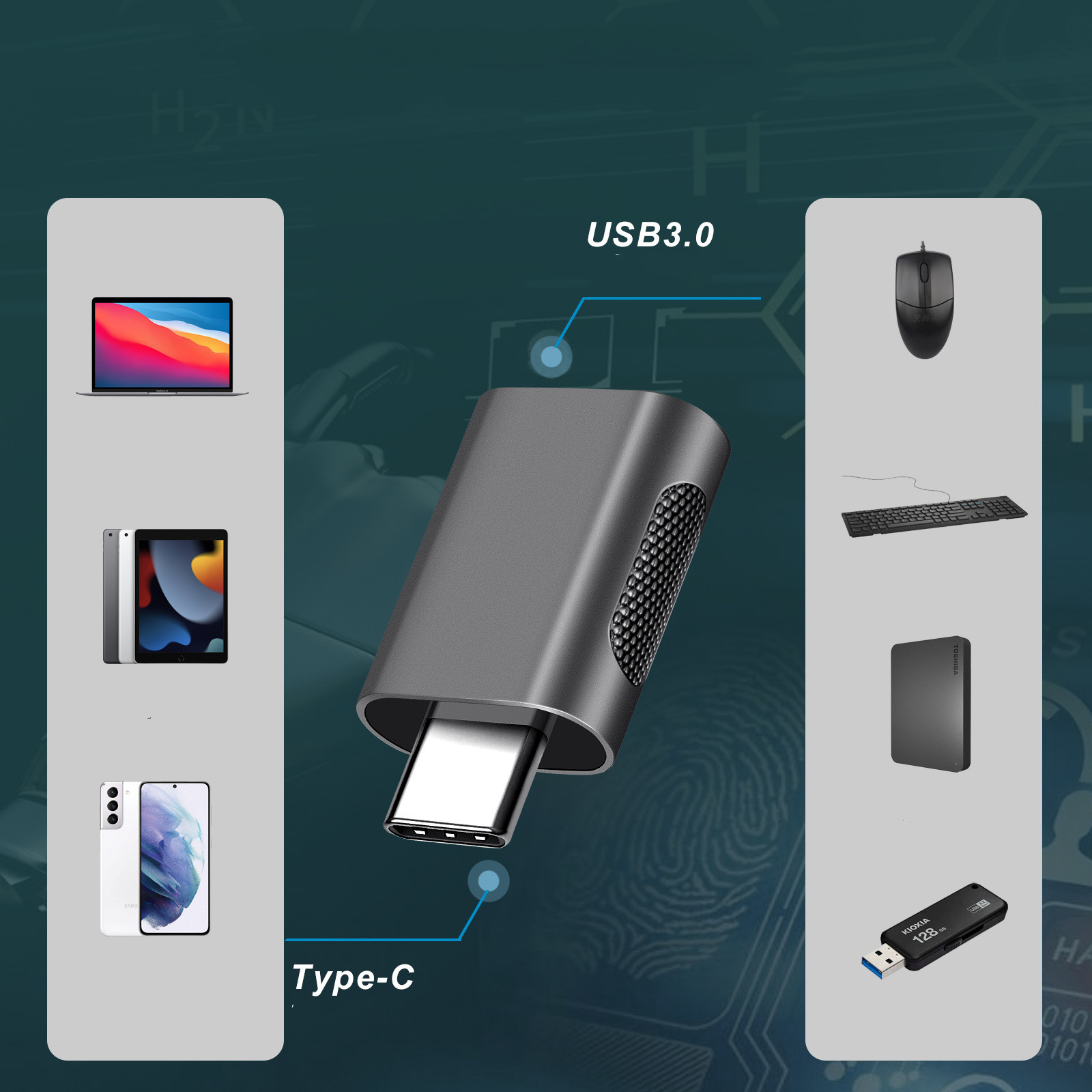 INF USB-C-zu-USB-3.0-Adapter Adapter 10 Gbit/s