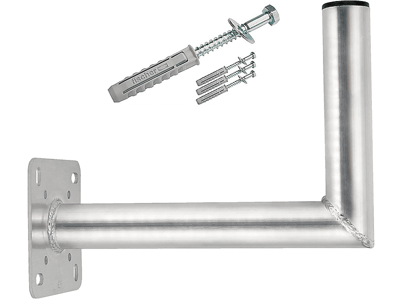 PREMIUMX mit Mastkappe Wandhalter inkl. Silber 35cm Wand SAT-Wandhalterung, ALU Halterung Montage TÜV Schraubensatz