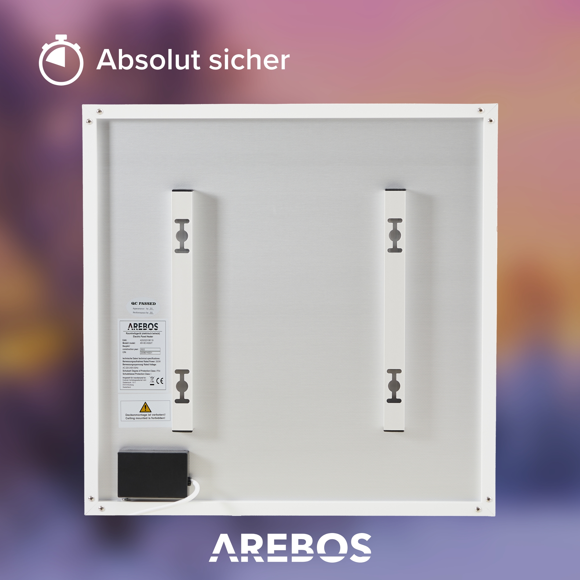 AREBOS Infrarotheizung mit Heizung Heizkörper Wandheizung dünn Watt) (350 Thermostat