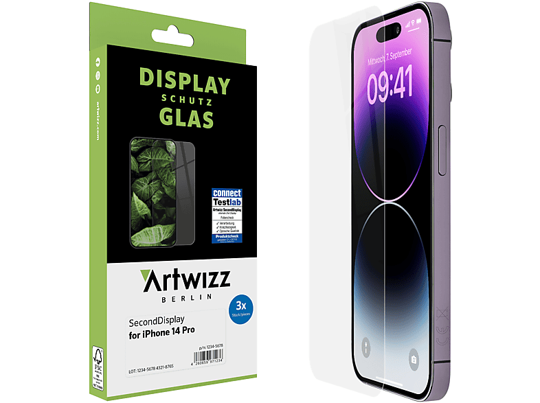 Pro) Apple Pack) ARTWIZZ iPhone 14 (3er Displayschutz(für SecondDisplay
