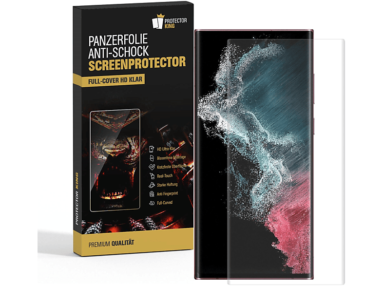 PROTECTORKING 2x FULL CURVED Panzerfolie ANTI-SHOCK HD KLAR Displayschutzfolie(für Samsung Galaxy S23 Ultra)