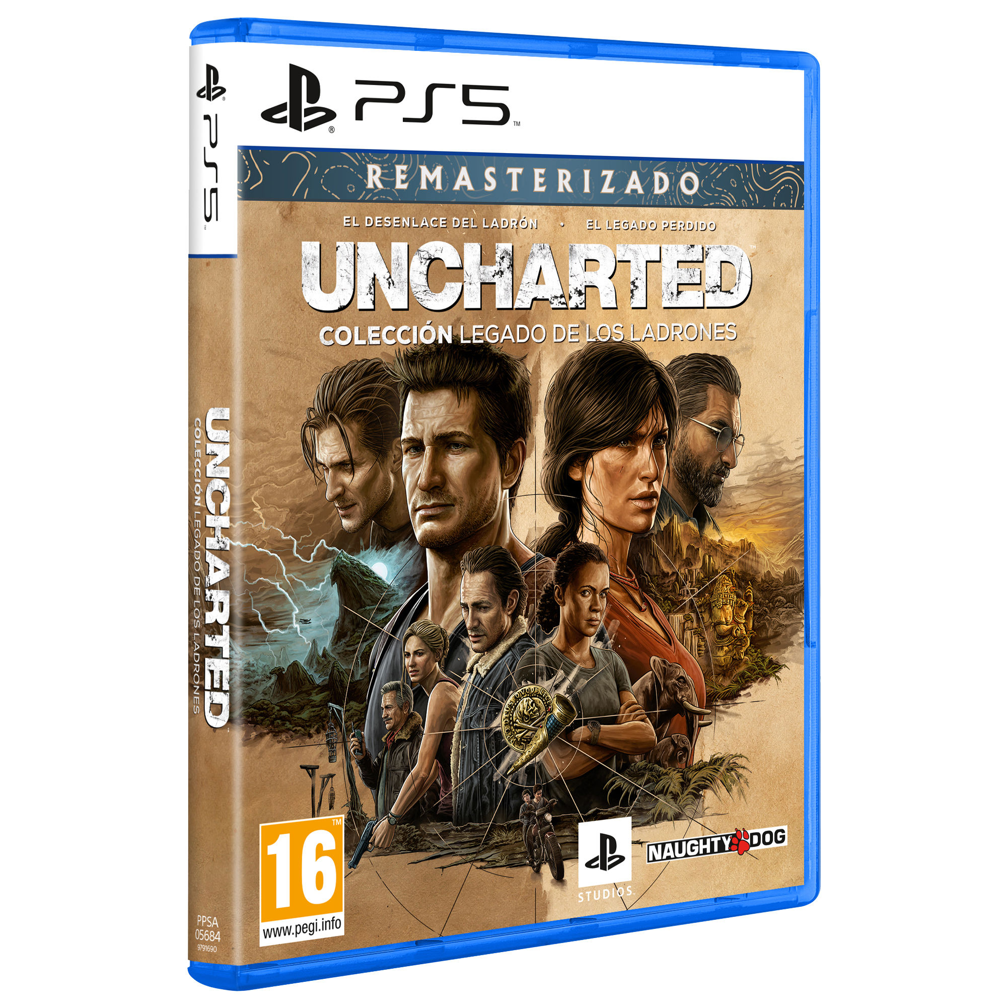 Copertina PS5 Uncharted Collection con personaggi e ambientazione giungla.